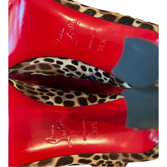 Christian Louboutin SO ELEONOR 85 Leopard Pony Ankle Bootie Heels Boots Sz 38.5 - Picture 14 of 15